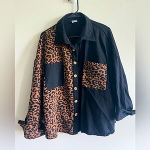 Leopard and Black Plus Size Jacket